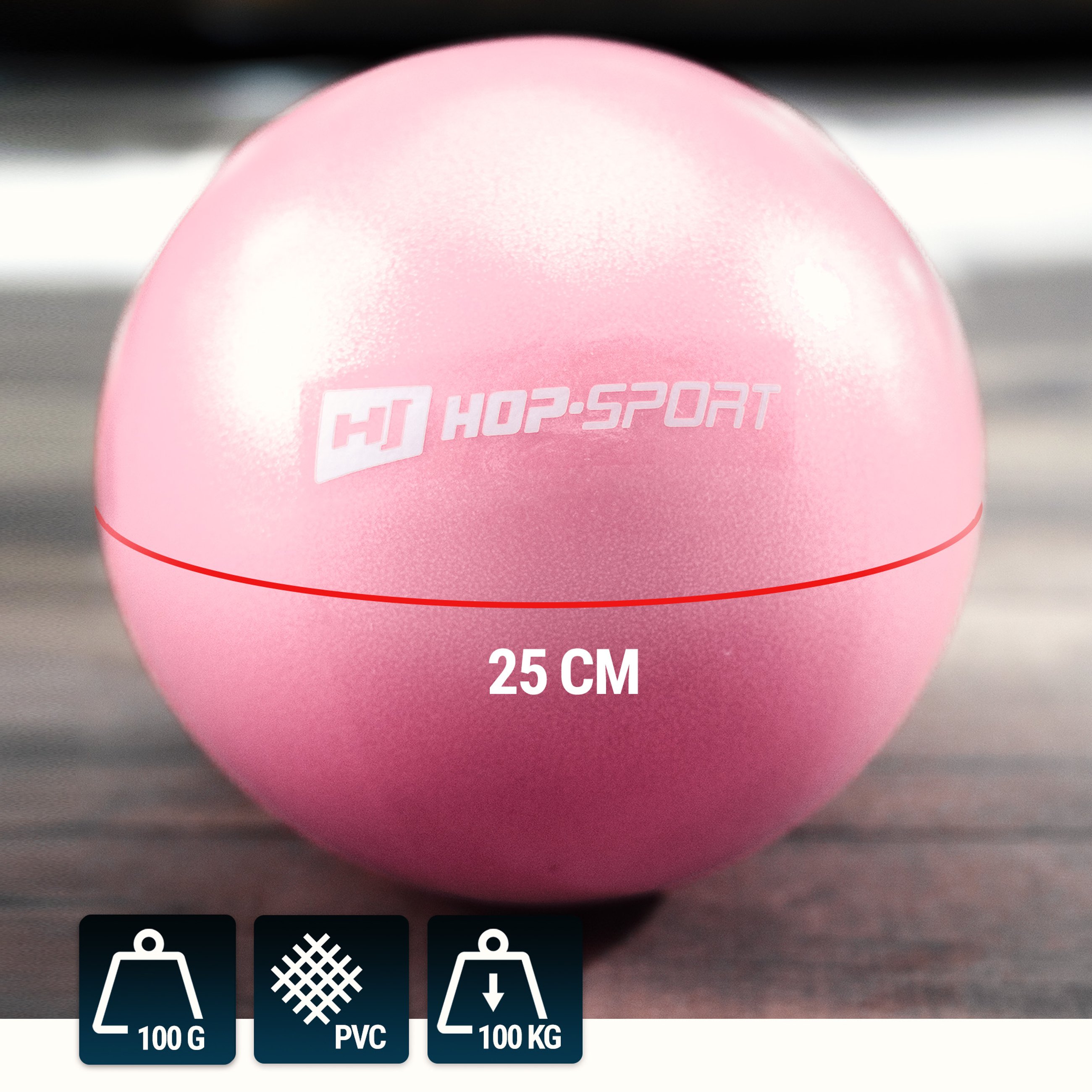 Różowa piłka do pilatesu Hop-Sport o średnicy 25 cm