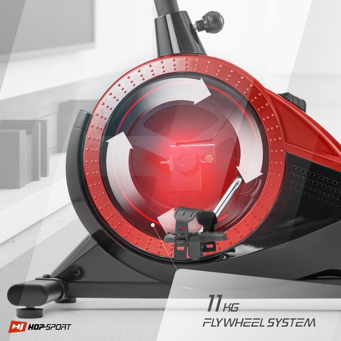 Rower treningowy HS-060H Exige czerwony wyposażony w magnetyczny system oporu i hamowania