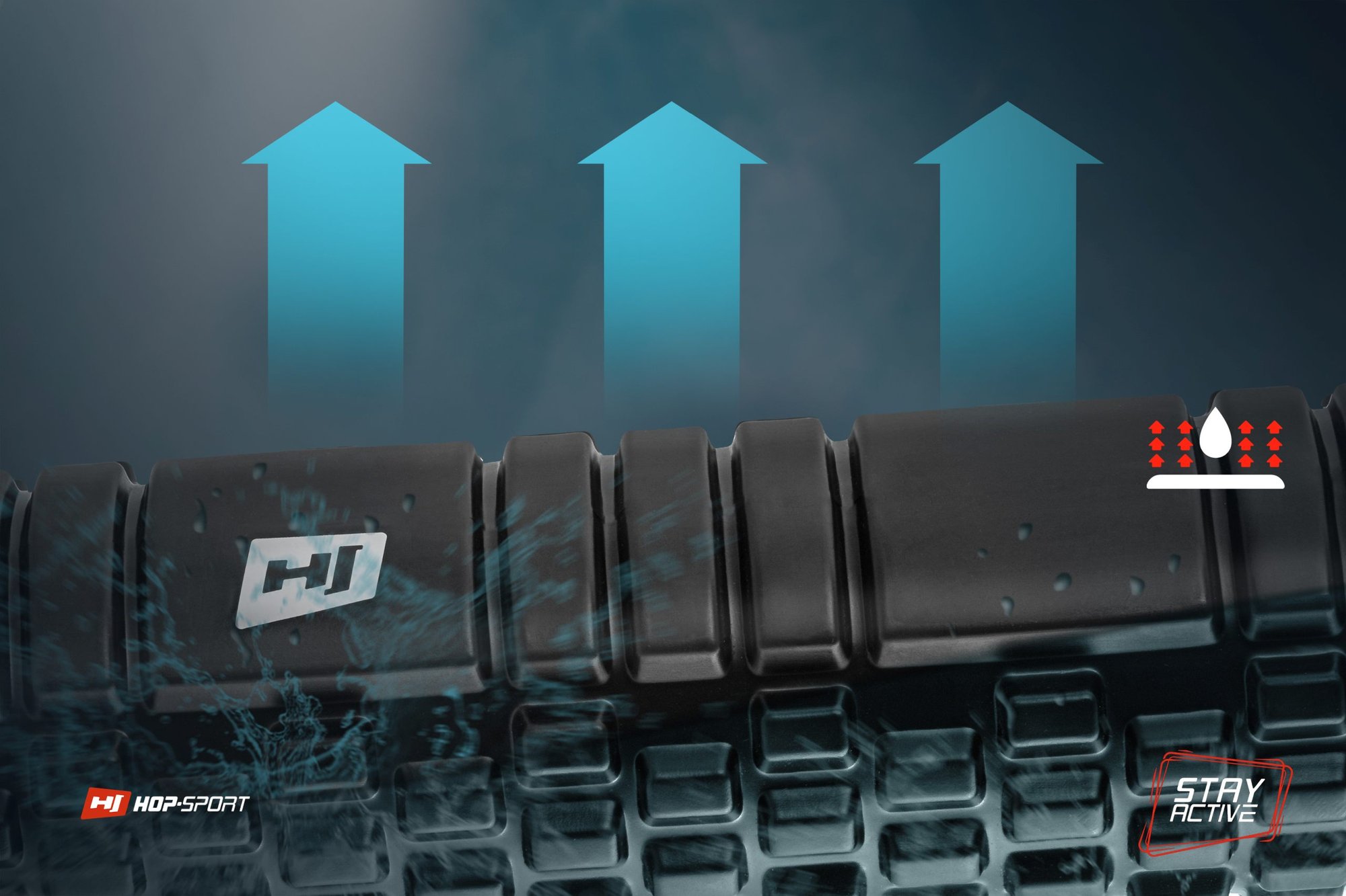 Antypoślizgowa i wodoodporna powierzchnia wałka EVA o długości 45cm w kolorze czarnym