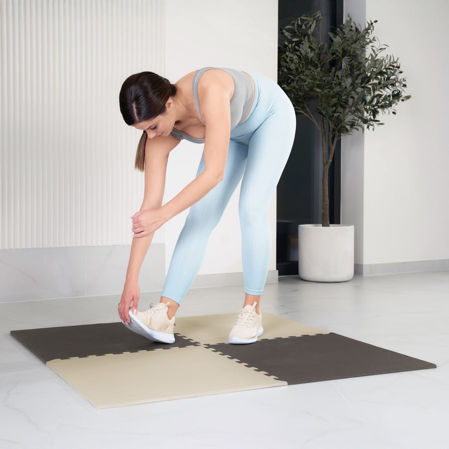 Mata puzzle EVA 1cm brązowo/beż