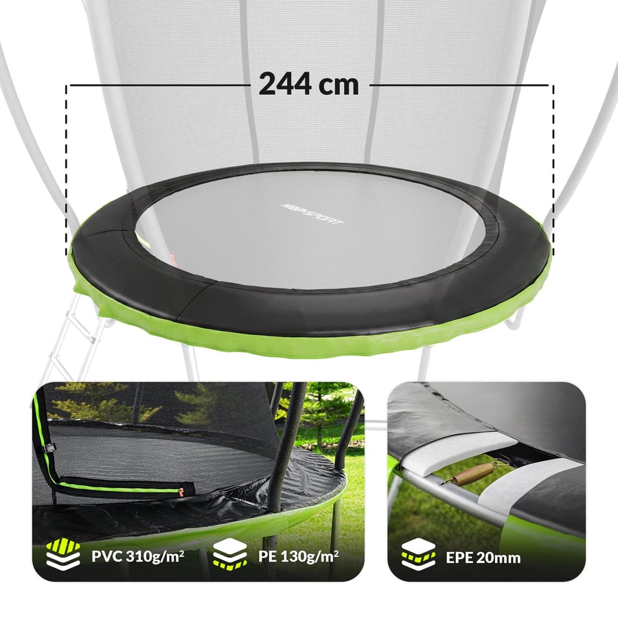 Osłona sprężyn trampoliny 244 cm / 8ft HS-TSC008DZ Czarna/Zielona