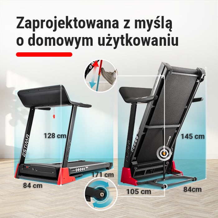 Bieżnia treningowa HS-3200LB Estima wyposażona w system składania i transportu