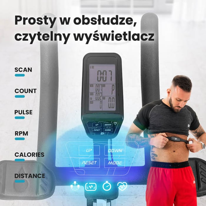 Rower spinningowy HS-055IC Echo wyposażony w komputer z czytelnym wyświetlaczem